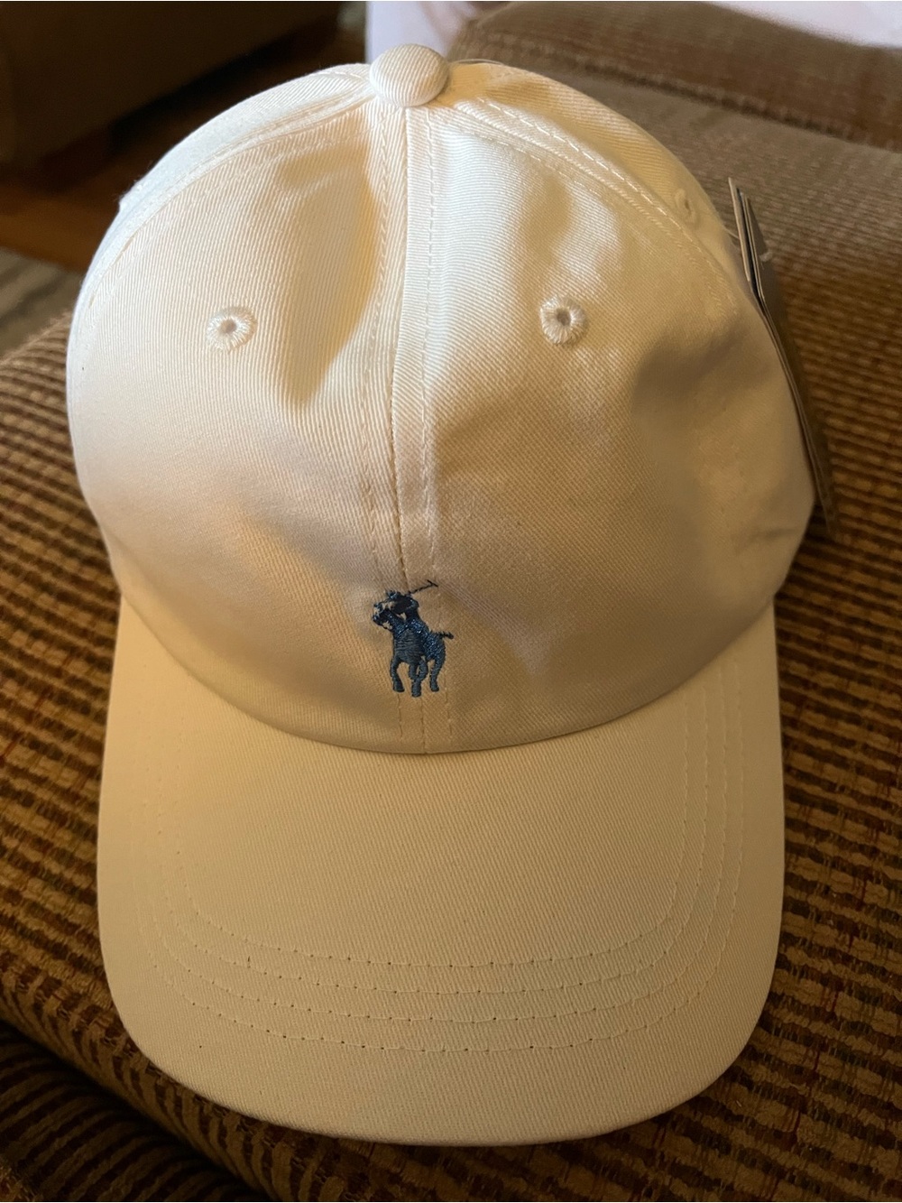 Ralph Lauren White Cap with Blue Pony Logo